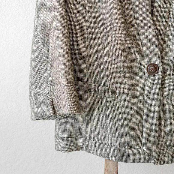 COLDWATER CREEK CROPPED BLAZER SZ 12 METALLIC THREAD GOLD HARDWARE 3/4 SLEEVES - Picture 3 of 11